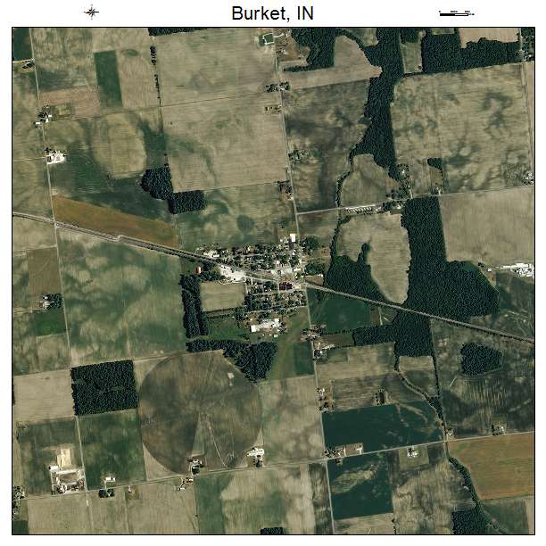 Burket, IN air photo map