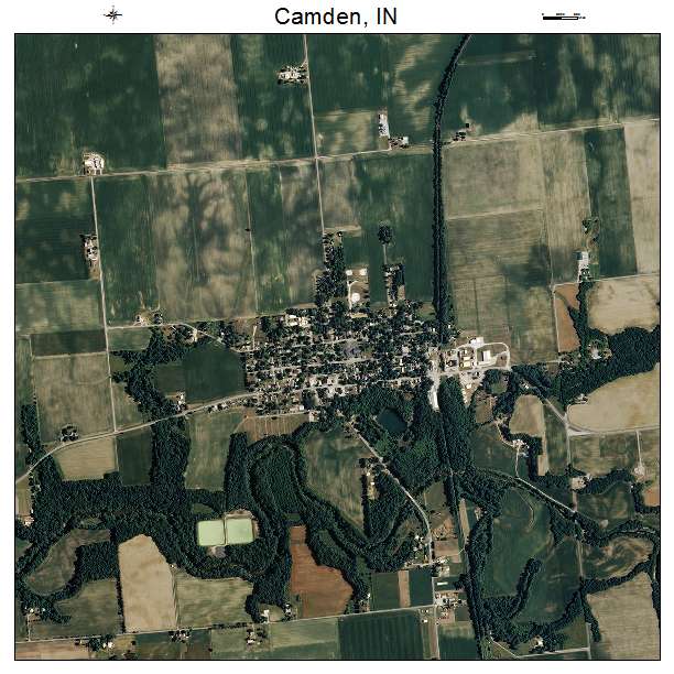 Camden, IN air photo map