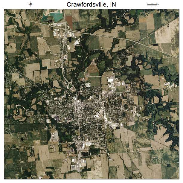 Crawfordsville, IN air photo map