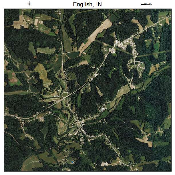 English, IN air photo map