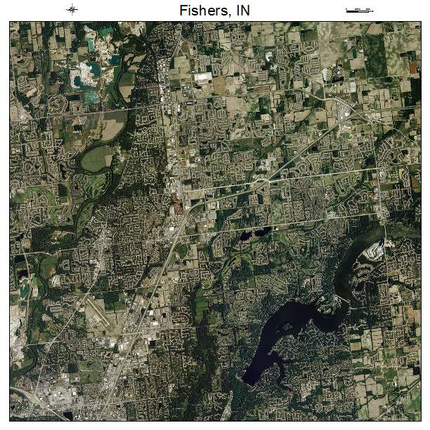 Fishers, IN air photo map