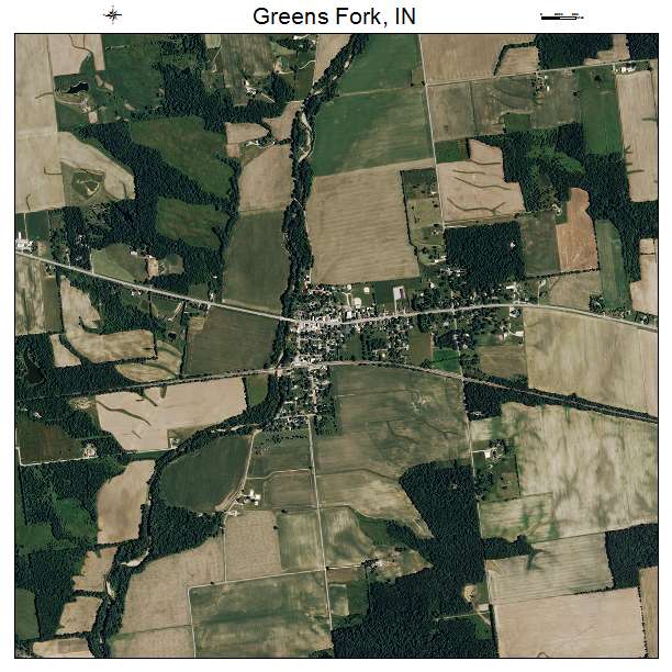 Greens Fork, IN air photo map
