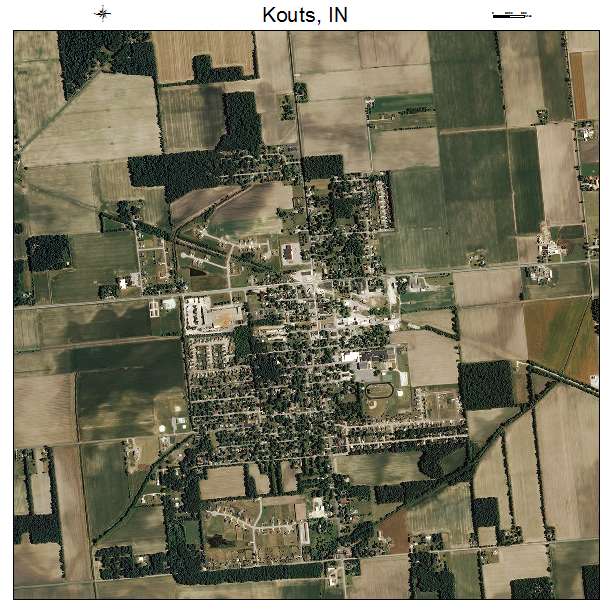 Kouts, IN air photo map