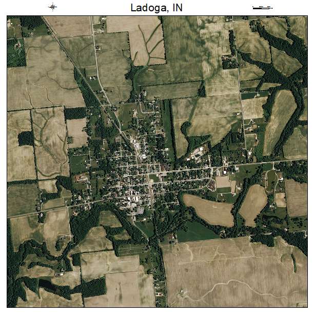 Ladoga, IN air photo map
