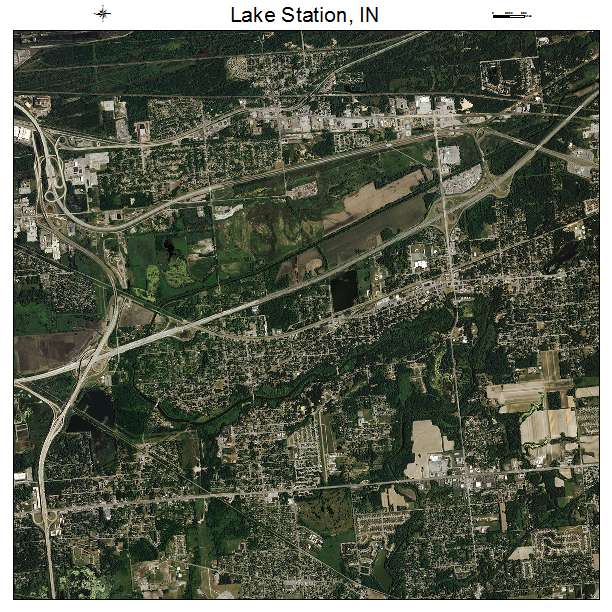 Lake Station, IN air photo map