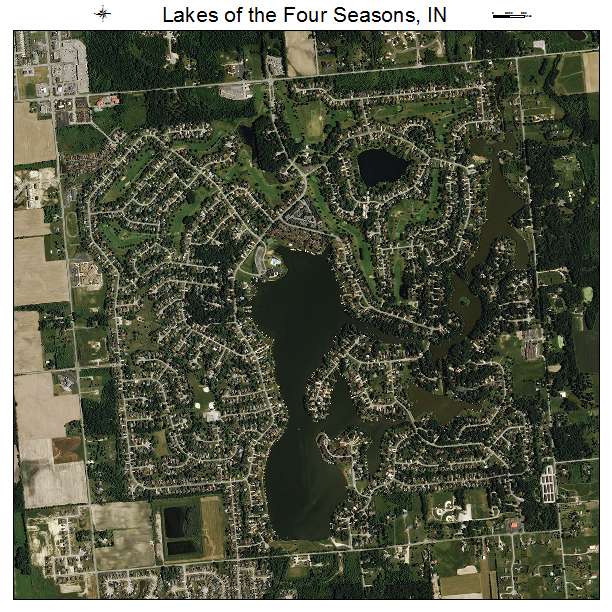 Lakes of the Four Seasons, IN air photo map