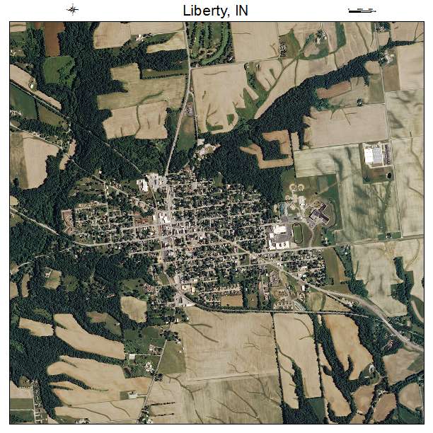 Liberty, IN air photo map