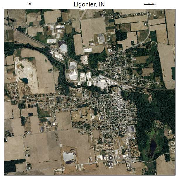 Ligonier, IN air photo map