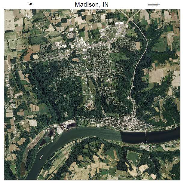 Madison, IN air photo map