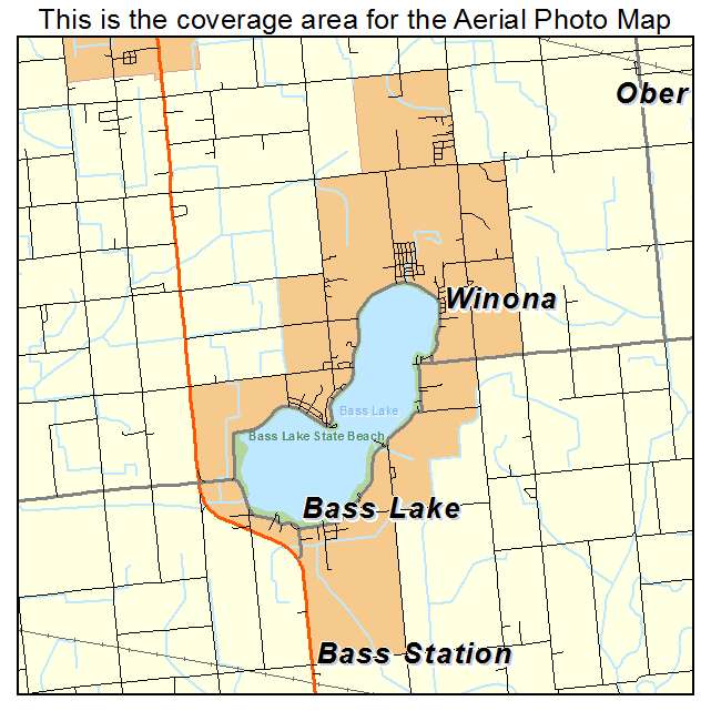 Bass Lake, IN location map 