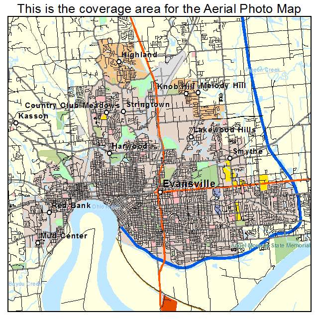 Evansville, IN location map 