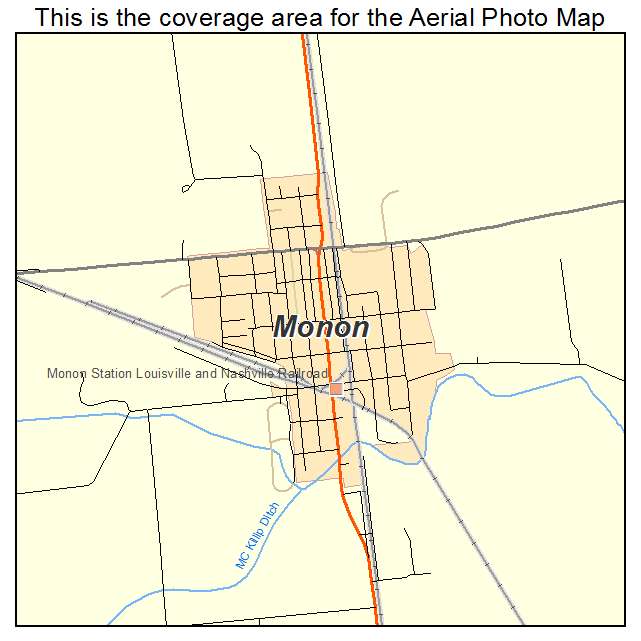 Monon, IN location map 