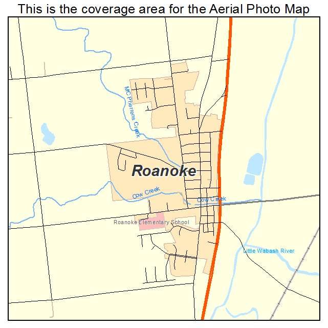 Aerial Photography Map of Roanoke, IN Indiana