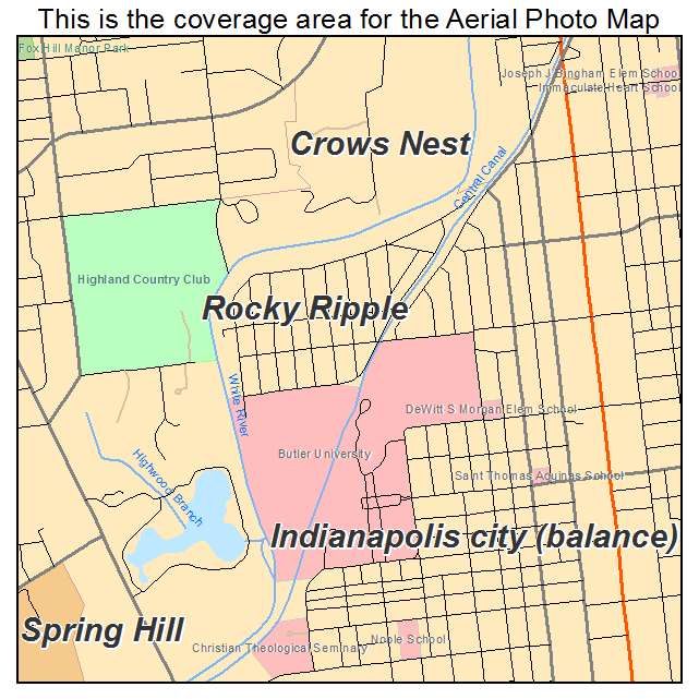 Rocky Ripple, IN location map 