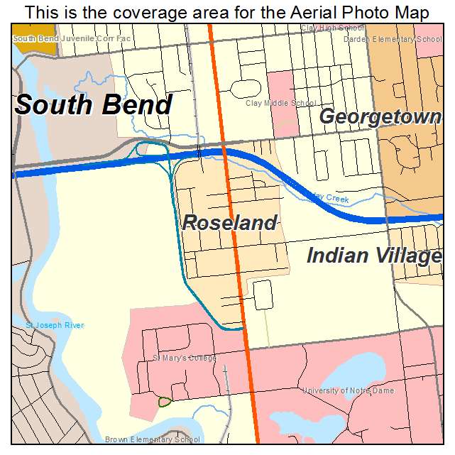 Roseland, IN location map 