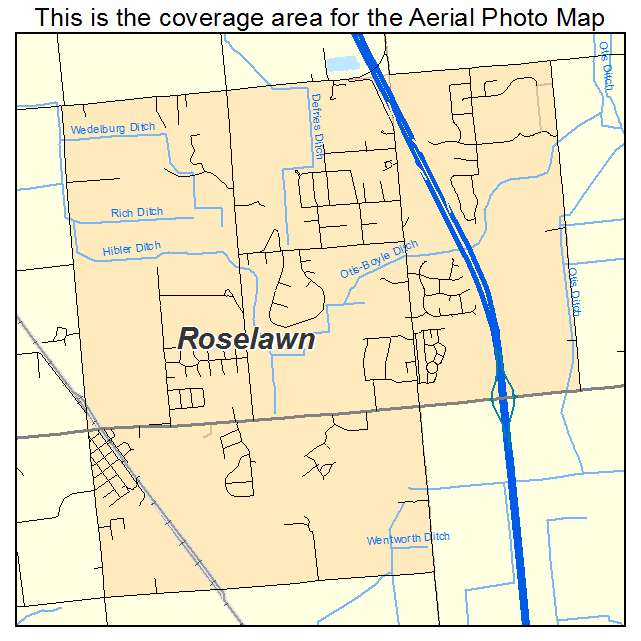 Roselawn, IN location map 