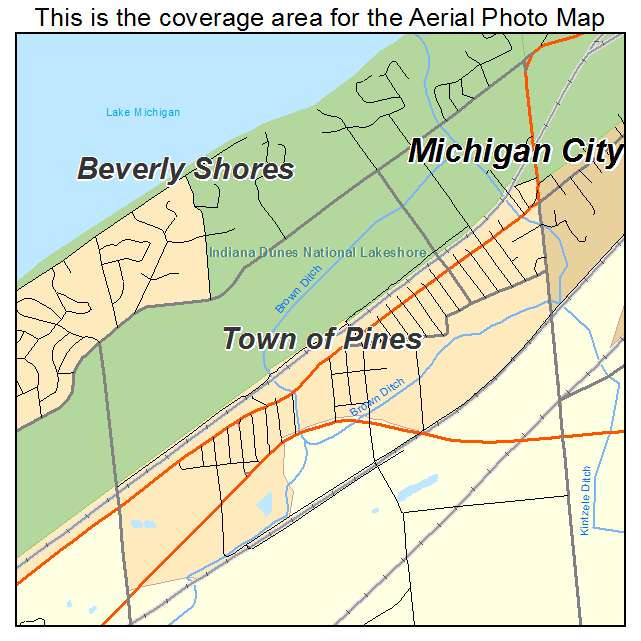Town of Pines, IN location map 