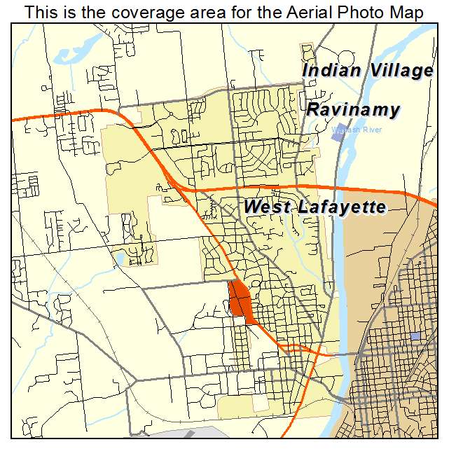 Aerial Photography Map Of West Lafayette In Indiana