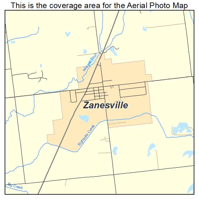 Zanesville, IN location map 