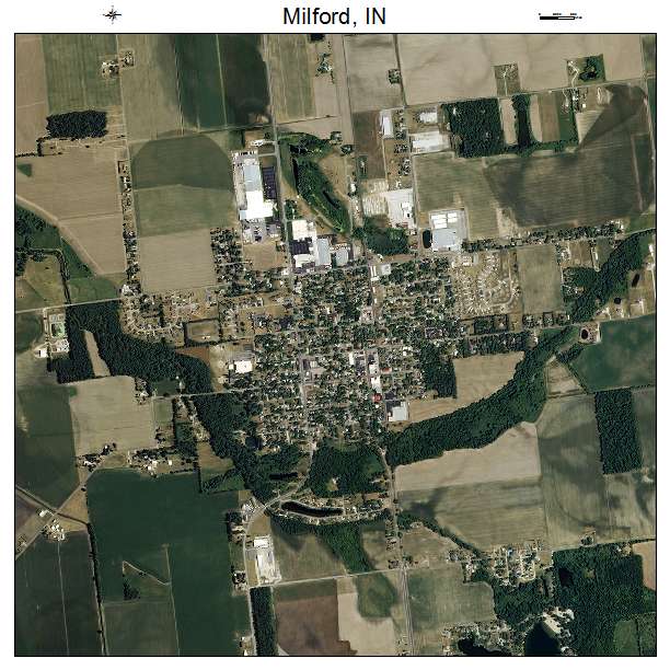 Milford, IN air photo map