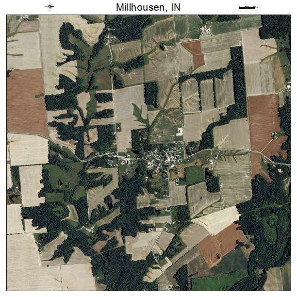 Millhousen, IN air photo map