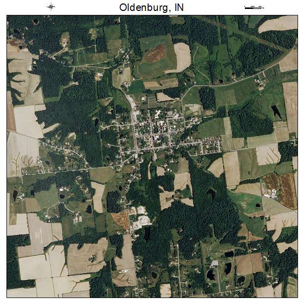 Oldenburg, IN air photo map