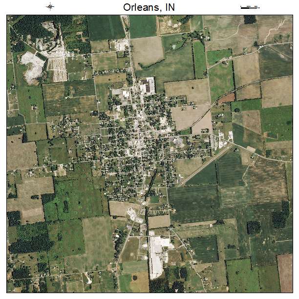 Orleans, IN air photo map