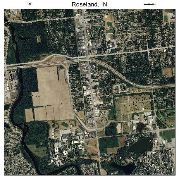 Roseland, IN air photo map