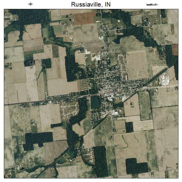 Russiaville, IN air photo map