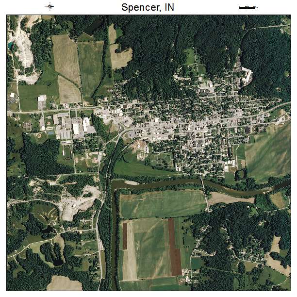 Spencer, IN air photo map