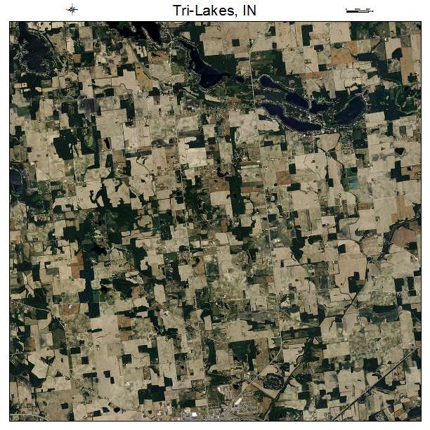 Tri Lakes, IN air photo map