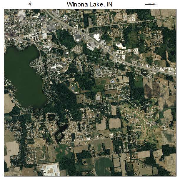 Winona Lake, IN air photo map