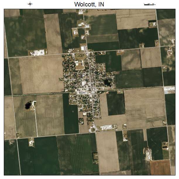 Wolcott, IN air photo map