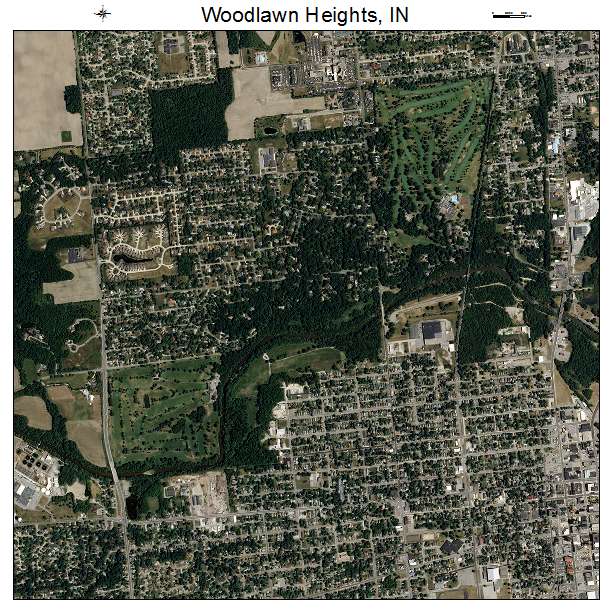 Woodlawn Heights, IN air photo map