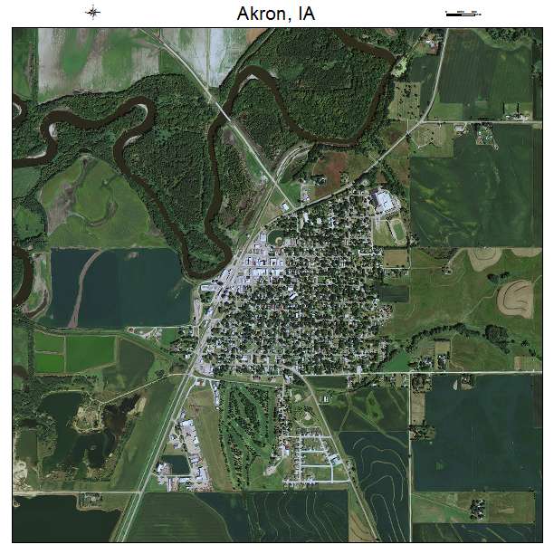 Akron, IA air photo map