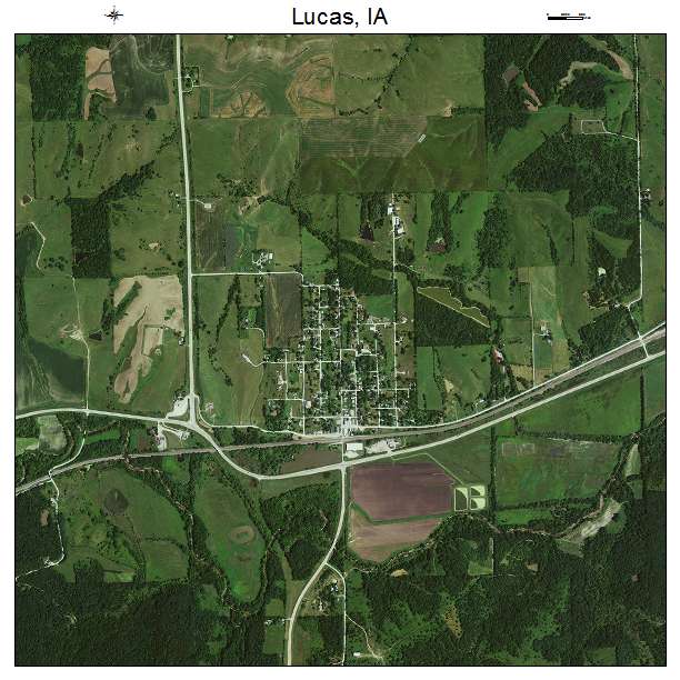 Lucas, IA air photo map