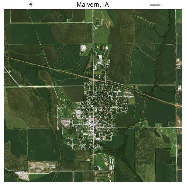 Malvern, IA air photo map