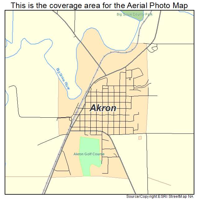 Akron, IA location map 