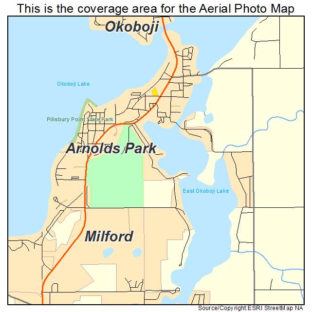 Arnolds Park, IA location map 
