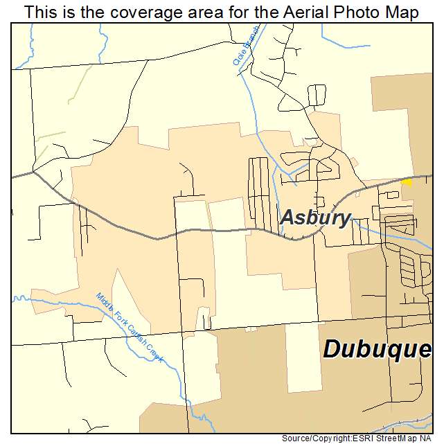 Asbury, IA location map 