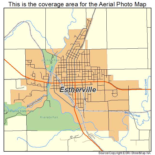 Estherville, IA location map 