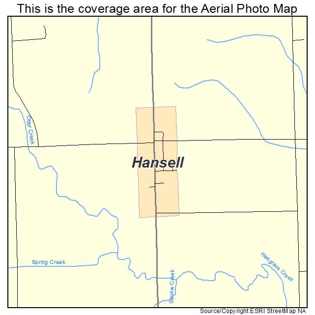 Hansell, IA location map 