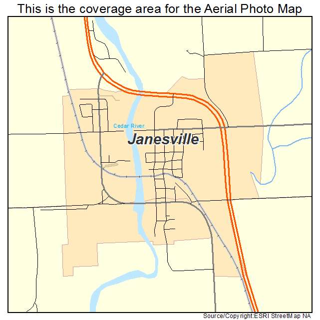 Janesville, IA location map 