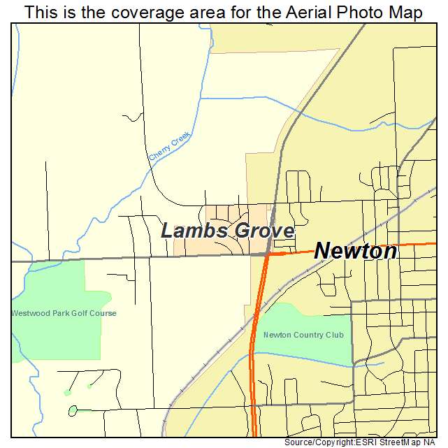 Lambs Grove, IA location map 