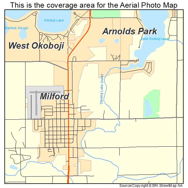 Milford, IA location map 