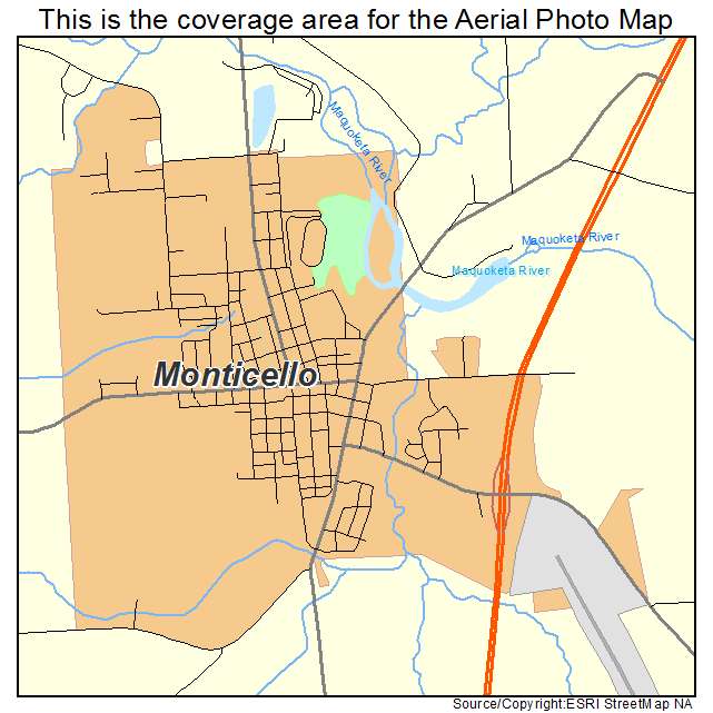 Monticello, IA location map 