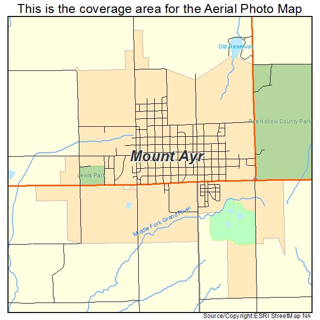 Mount Ayr, IA location map 