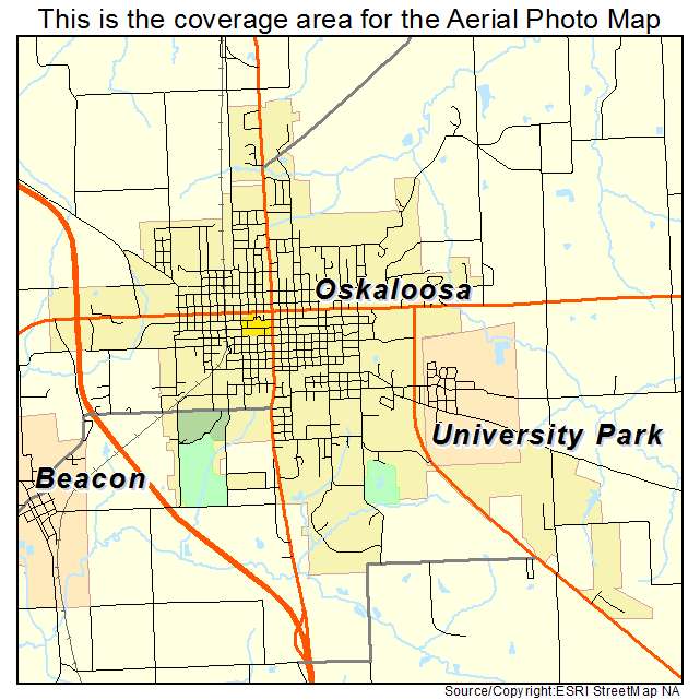 Aerial Photography Map of Oskaloosa, IA Iowa