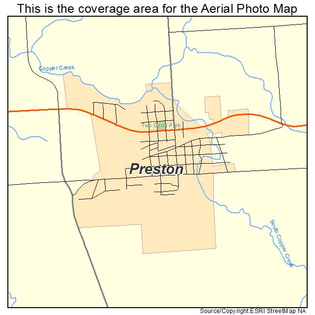 Preston, IA location map 
