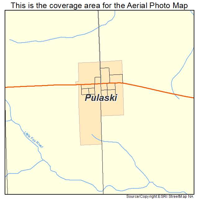 Pulaski, IA location map 